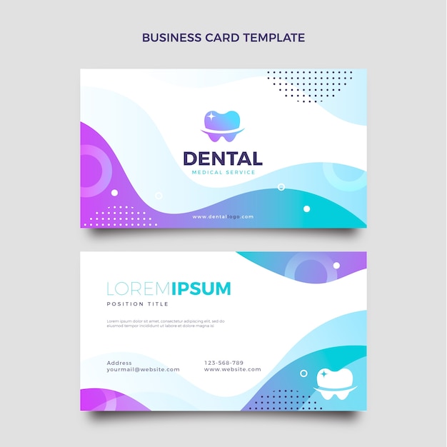 Vector gradient dental horizontal business card