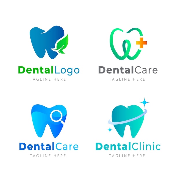Vector gradient dental logo collection