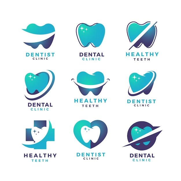 Vector gradient dental logo template pack