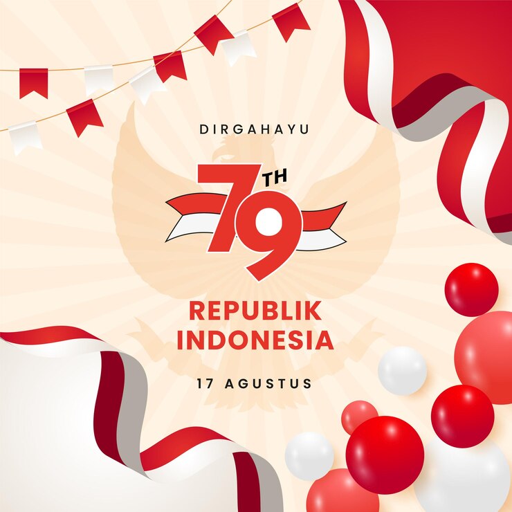 Vector gradient design template for indonesian independence day celebration
