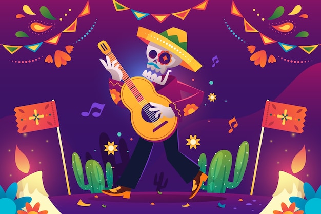 Vettore gradiente dia de muertos illustrazione