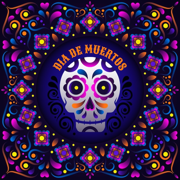 Vettore gradiente dia de muertos illustrazione