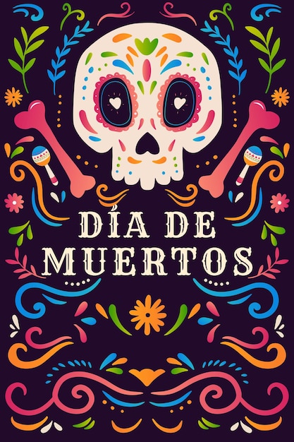 gradient dia de muertos vertical banner illustration vector design