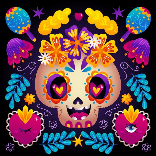 Gradiënt dia de muertos viering illustratie