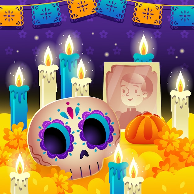 Gradiënt dia de muertos viering illustratie