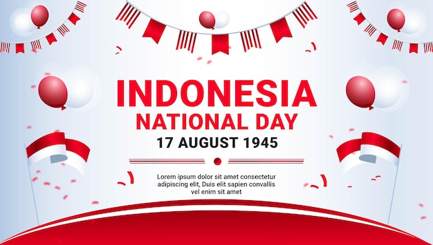 Vector gradiënt dirgahayu indonesië nationale feestdag vieren onafhankelijkheid 17 augustus adelaar achtergrond