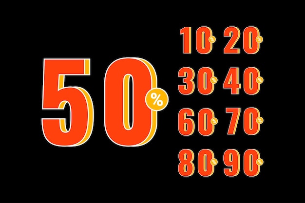 Vector gradient discount numbers set for sale