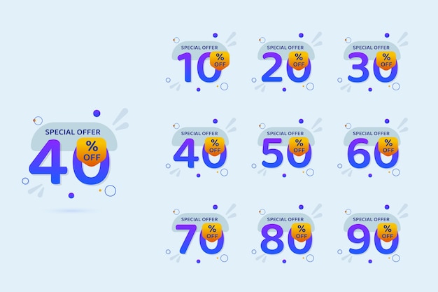 Vector gradient discount numbers set