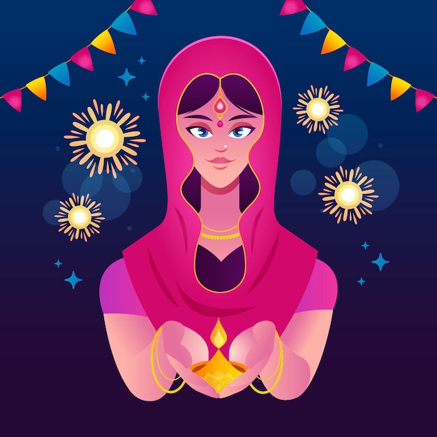 Gradient diwali illustration