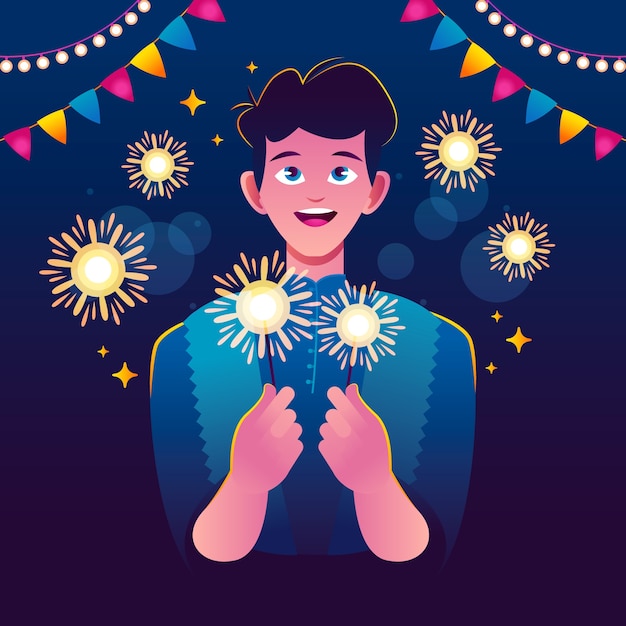 Gradient diwali illustration