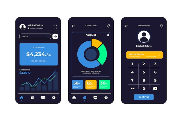 Gradiënt donkere modus app-sjabloon