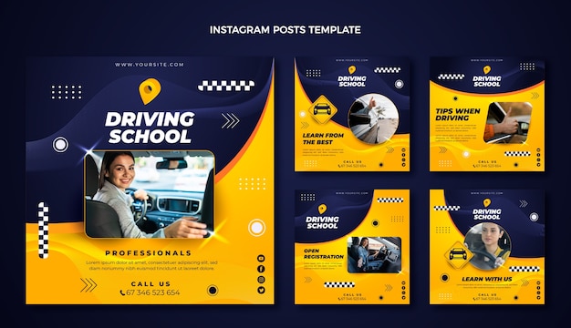 Gradient driving school instagram posts collection