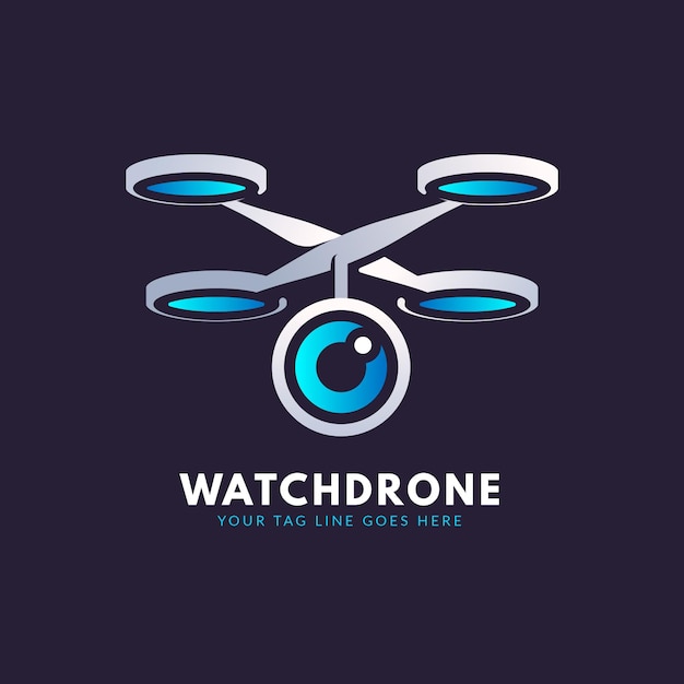 Vettore modello di logo drone gradiente