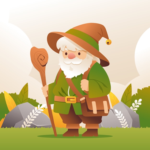 Vector gradient dwarf illustration