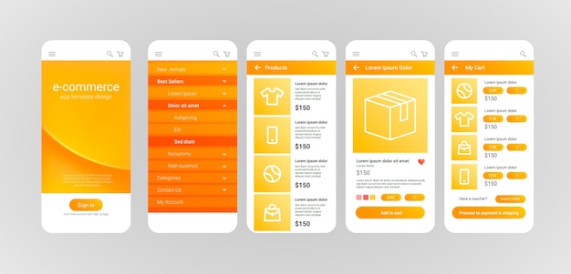 Modello di app di e-commerce sfumato