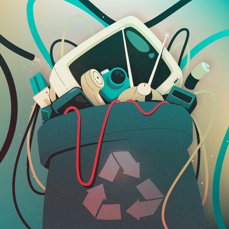 Vector gradient e-waste illustration