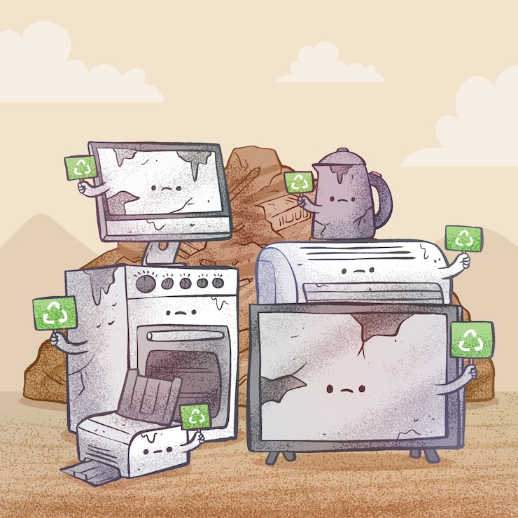 Vector gradient e-waste illustration