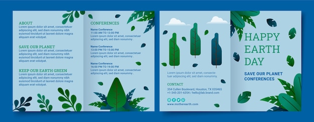 Vector gradient earth day brochure template