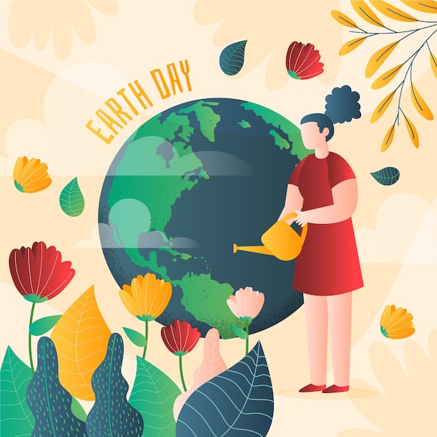 Vector gradient earth day illustration