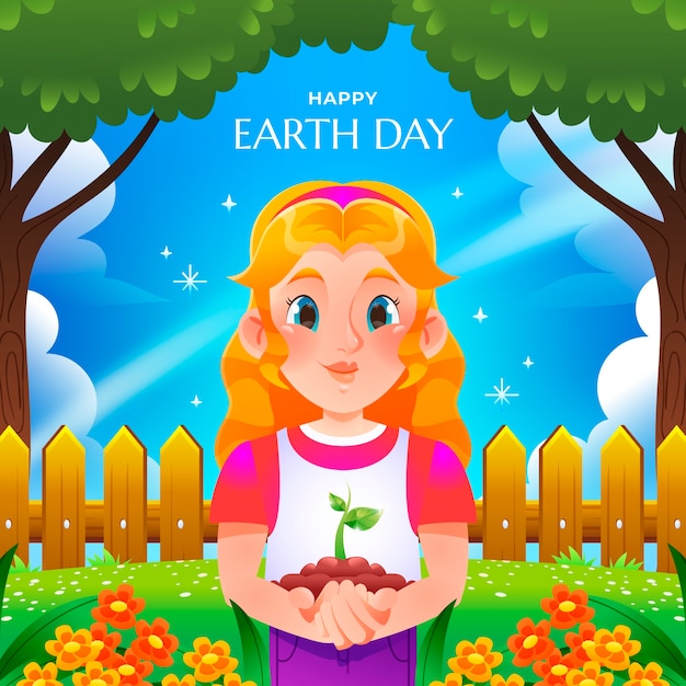 Gradient earth day illustration