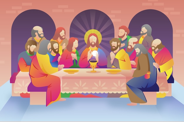 Gradient easter last supper illustration