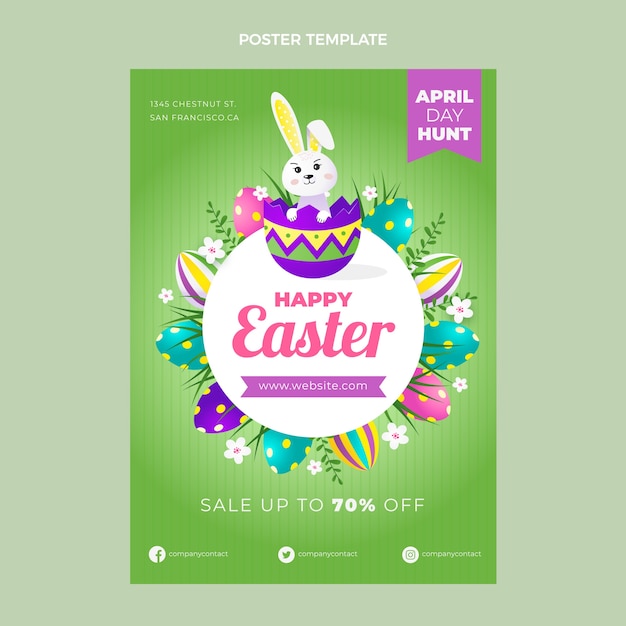 Vector gradient easter vertical poster template