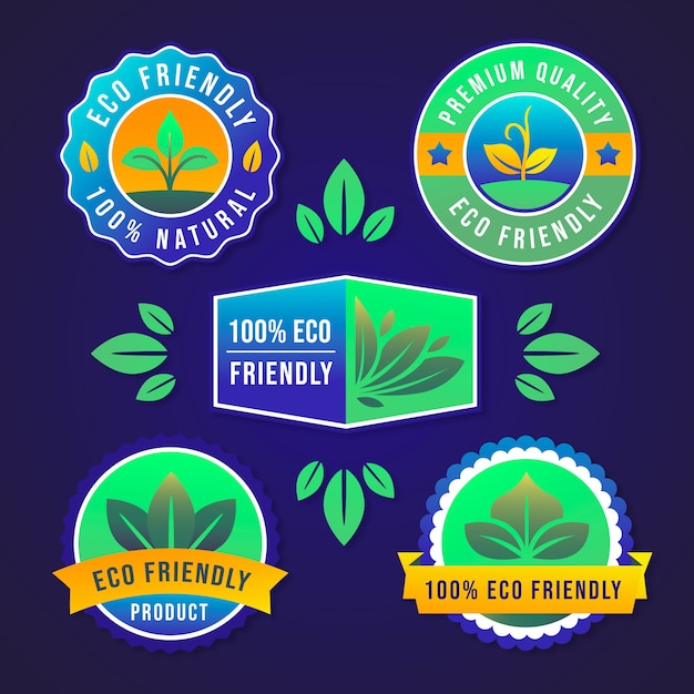 Vector gradient eco friendly label pack