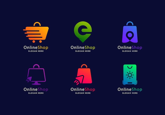 Вектор Коллекция логотипов интернет-магазина gradient ecommerce