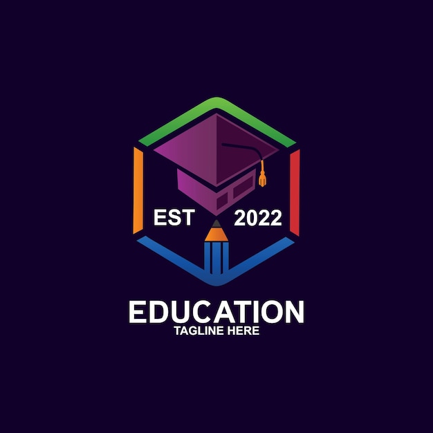 Premio per il design del logo di educazione a gradiente nel vettore