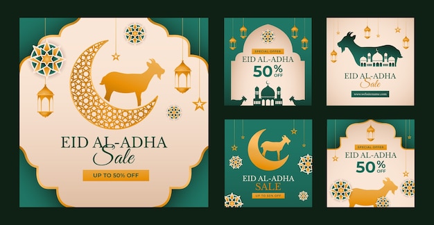 Vector gradient eid al-adha instagram posts collection