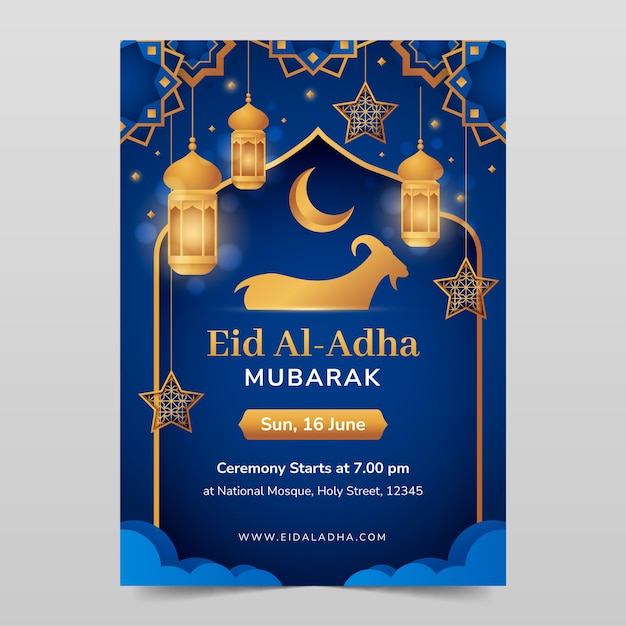 Шаблон плаката с градиентом eid al-adha