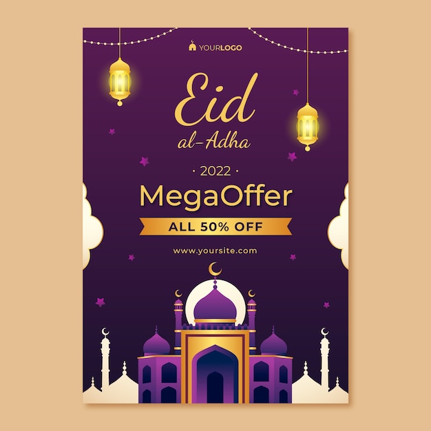 Vector gradient eid al-adha poster