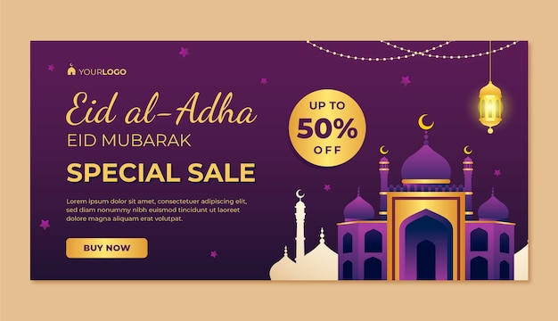 Gradient eid al-adha sale banner