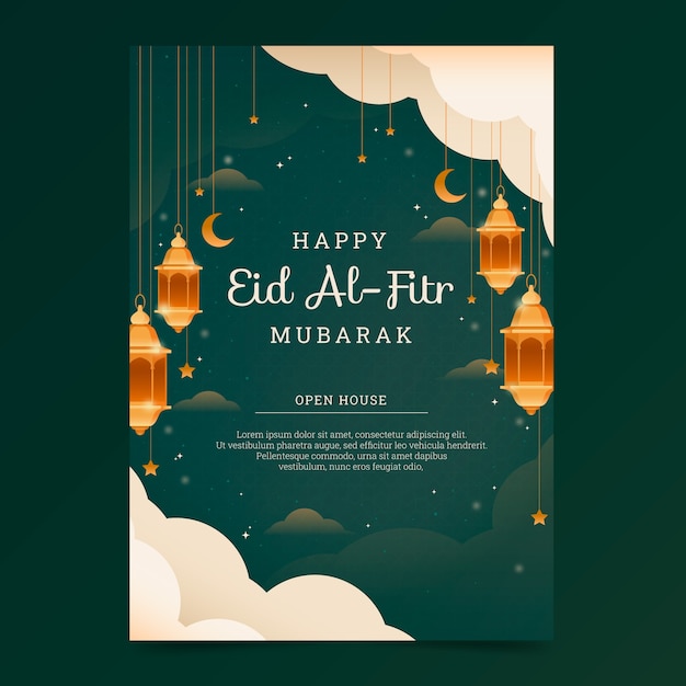 Gradient eid al-fitr poster template