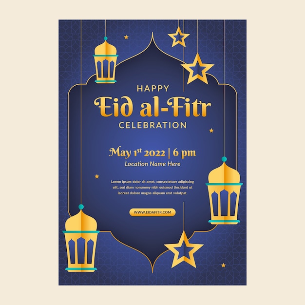 Modello di poster sfumato eid al-fitr