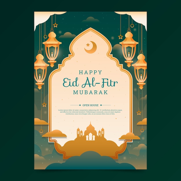 Modello di poster sfumato eid al-fitr