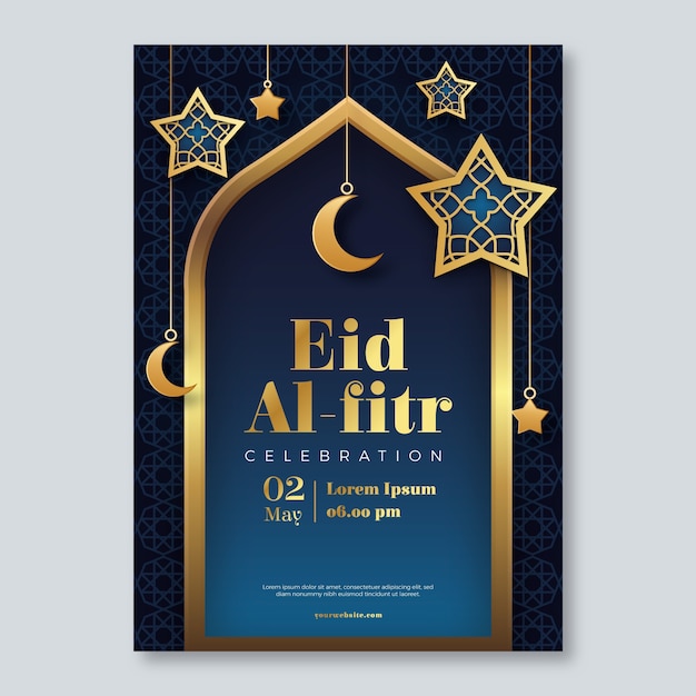 Gradient eid al-fitr vertical poster template