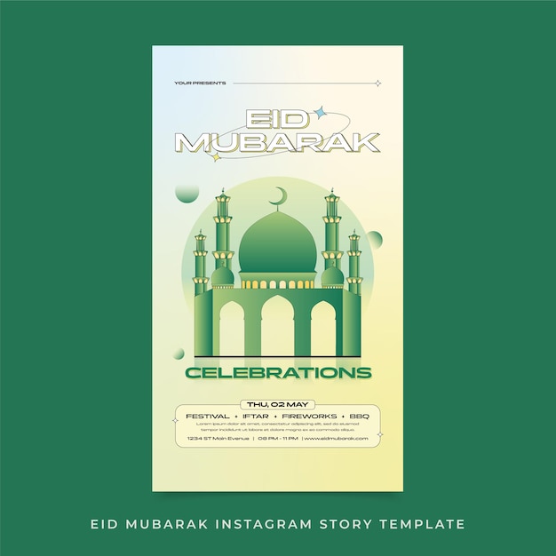 벡터 그라디언트 eid mubarak instagram 스토리 템플릿