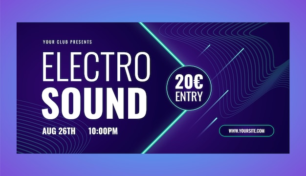 Vector gradient electronic music horizontal banner