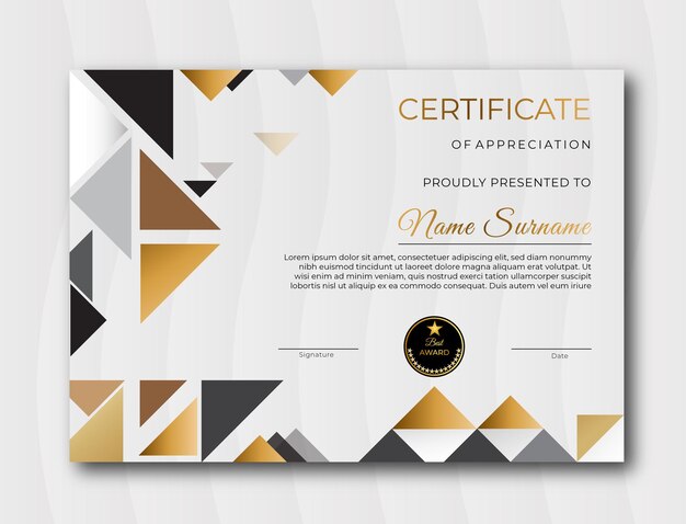 Vector gradient elegant certificate template free vector