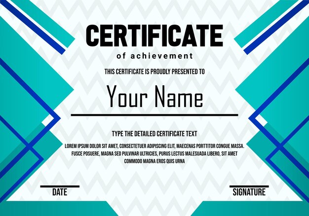 Gradiënt Elegant Certificate Template Vector