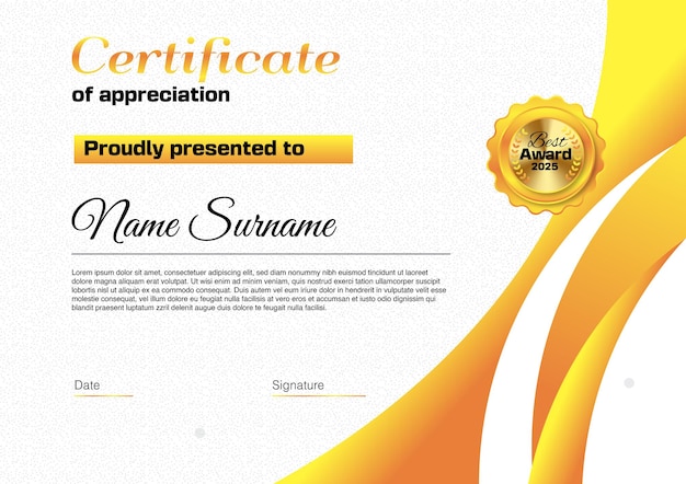 Vector gradient elegant certificate template