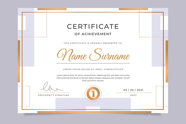 Modello di certificato elegante sfumato