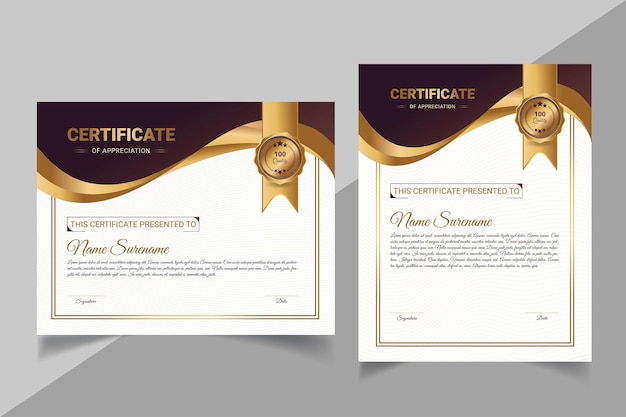 Modello di certificato elegante sfumato