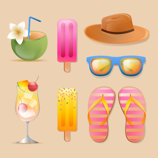 Vector gradient elements collection for summer season