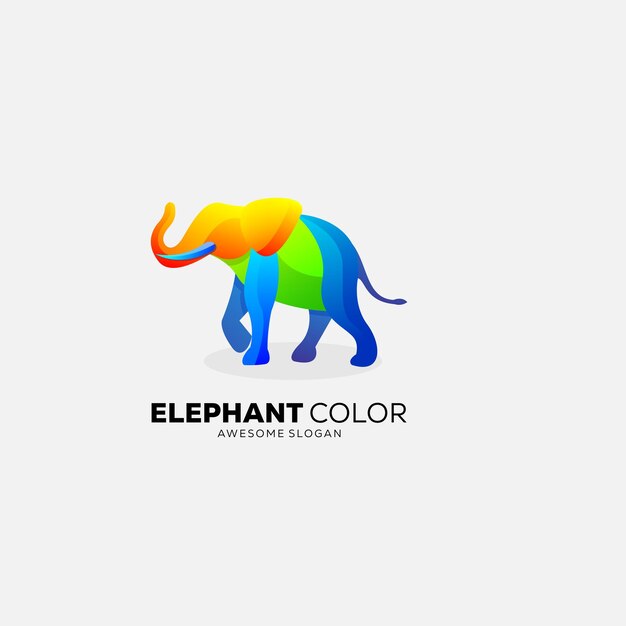 Illustrazione variopinta di progettazione di logo dell'elefante di gradiente