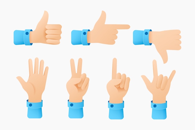 Vector gradient emoji hands element