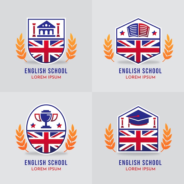 Gradient english school logo design