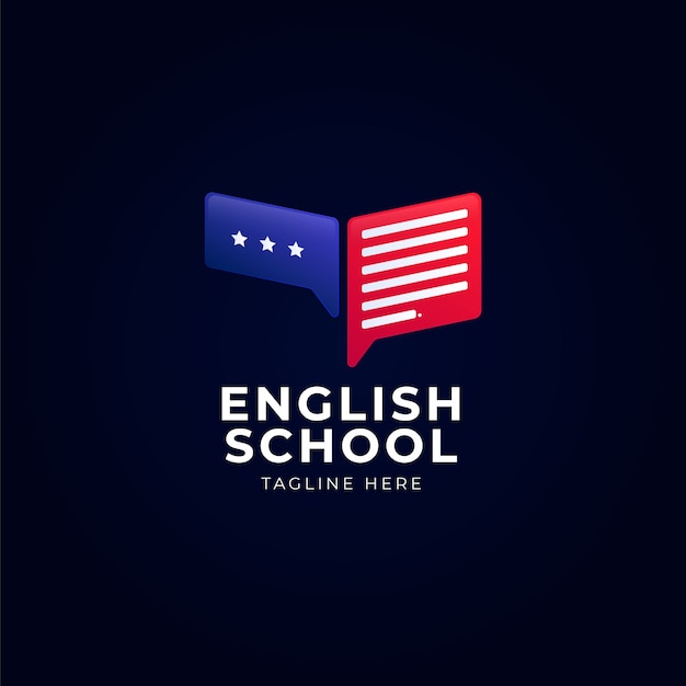 gradient  english school logo design