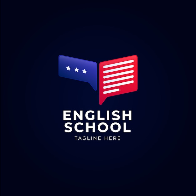 Vector gradient  english school logo design